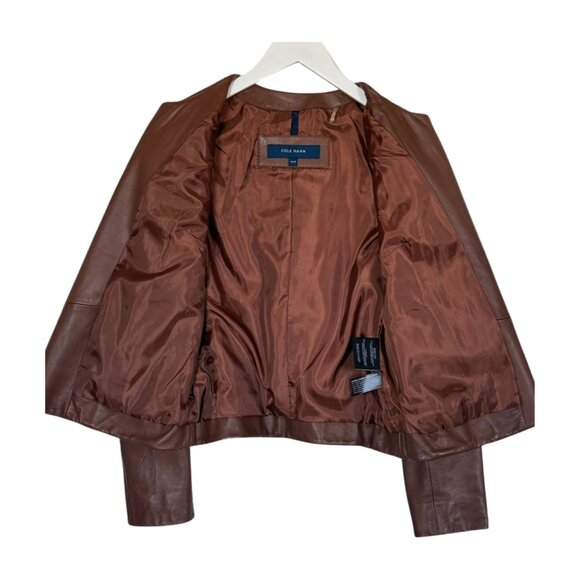 Cole Haan Genuine Lambskin Leather Jacket – Chocolate Brown (XS / Small) - Picture 3 of 7